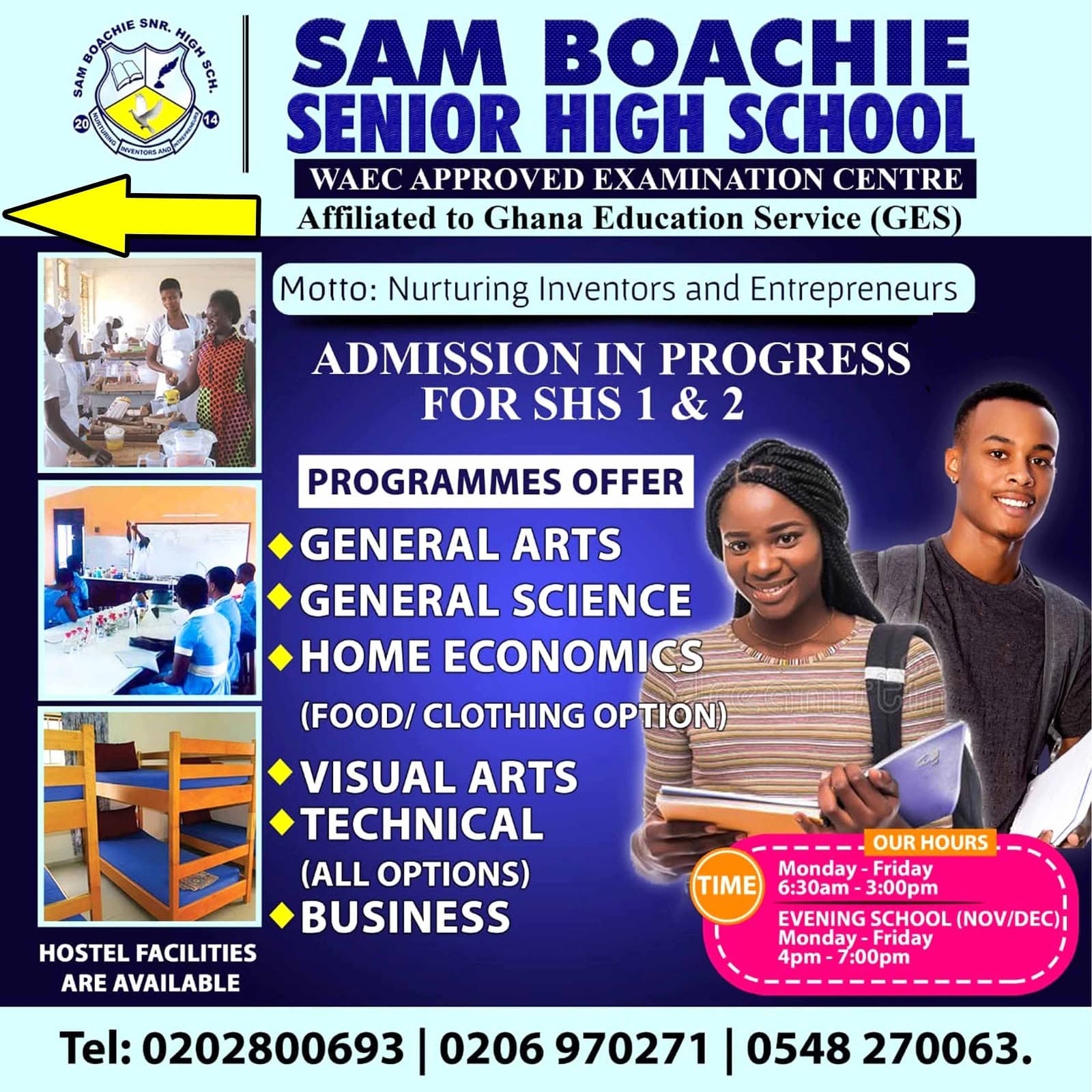 Students at SAM Boachie Senior High School engaged in academic activity